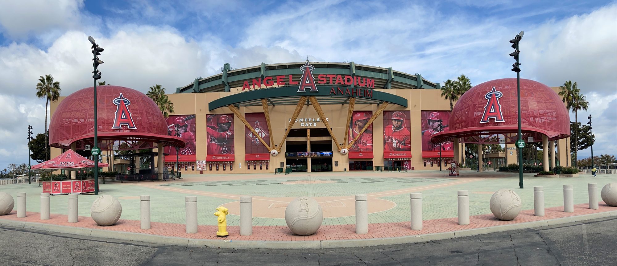 The home plate gate entrance at Angel Stadium