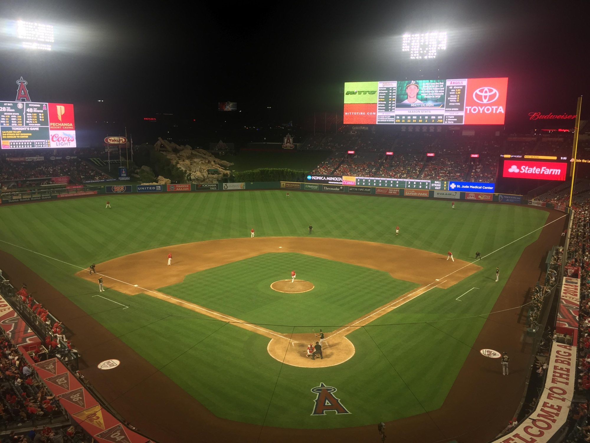 The Angel Stadium bowl during an August game