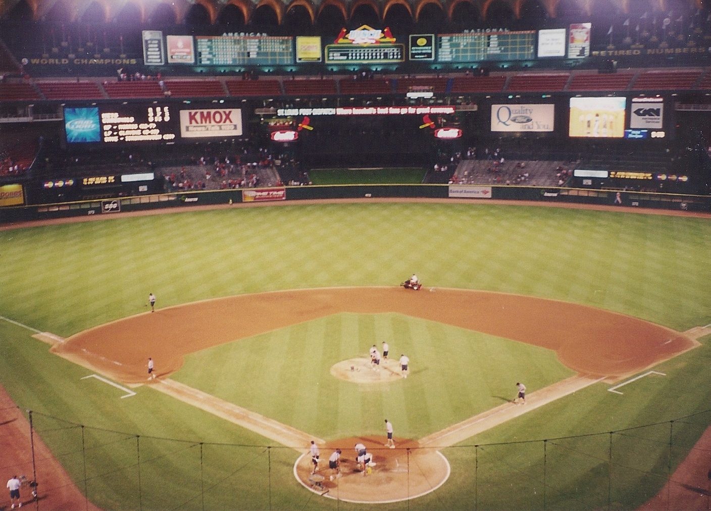 The view from the upper deck behind home plate at Busch Memorial Stadium in 2004
