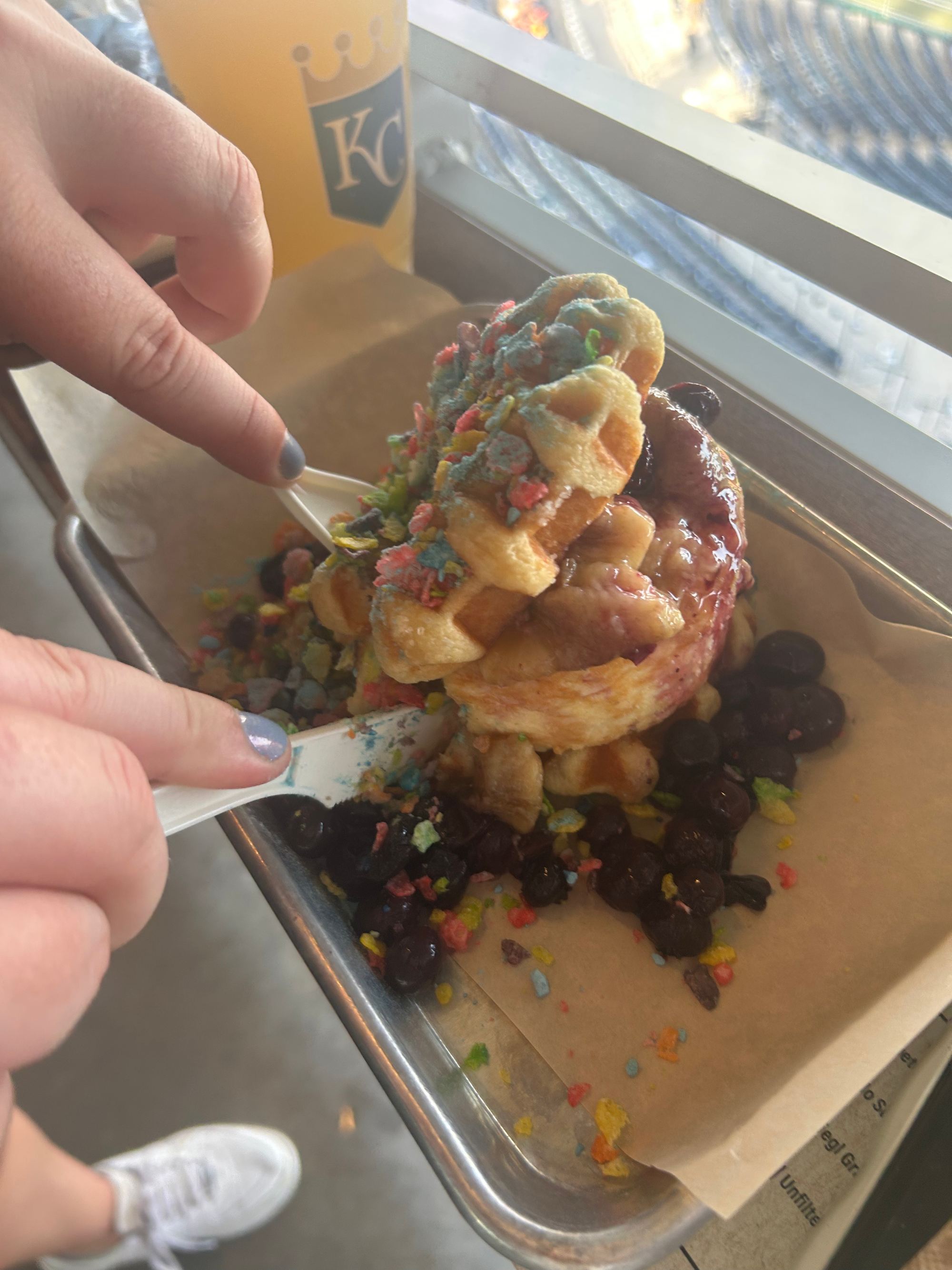 A waffle dessert at Kauffman Stadium