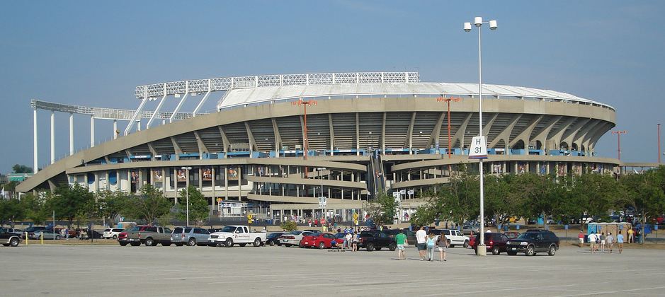 The parking lot outside Kauffman Stadium