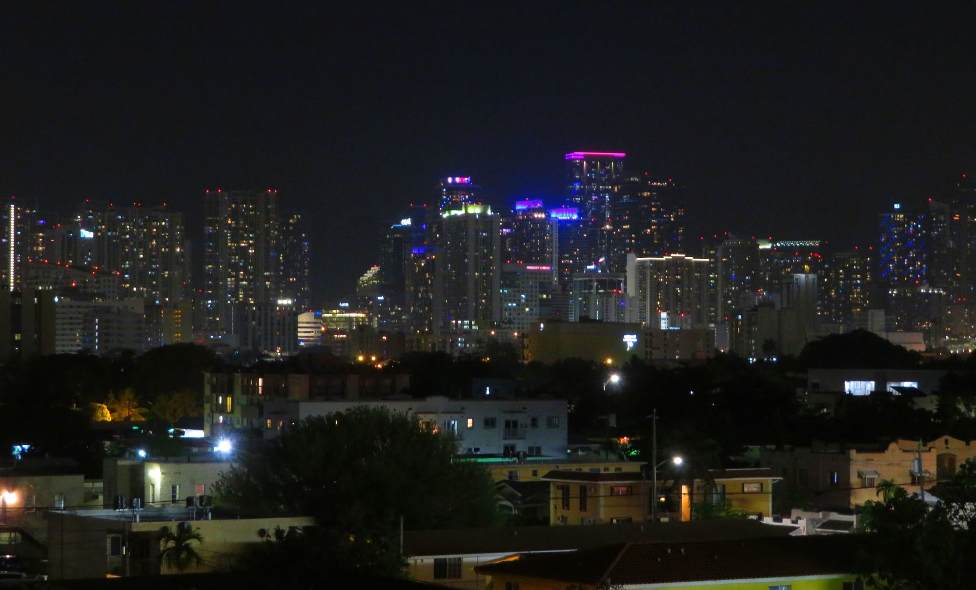 The downtown Miami skyline at night