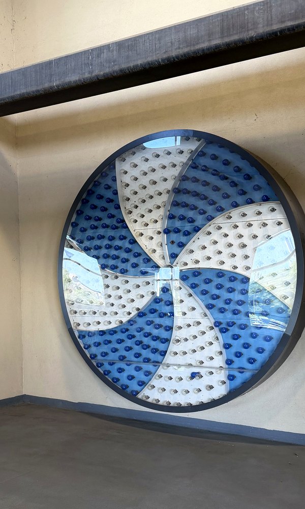 A pinwheel from old Comiskey Park's original exploding scoreboard, preserved at Rate Field