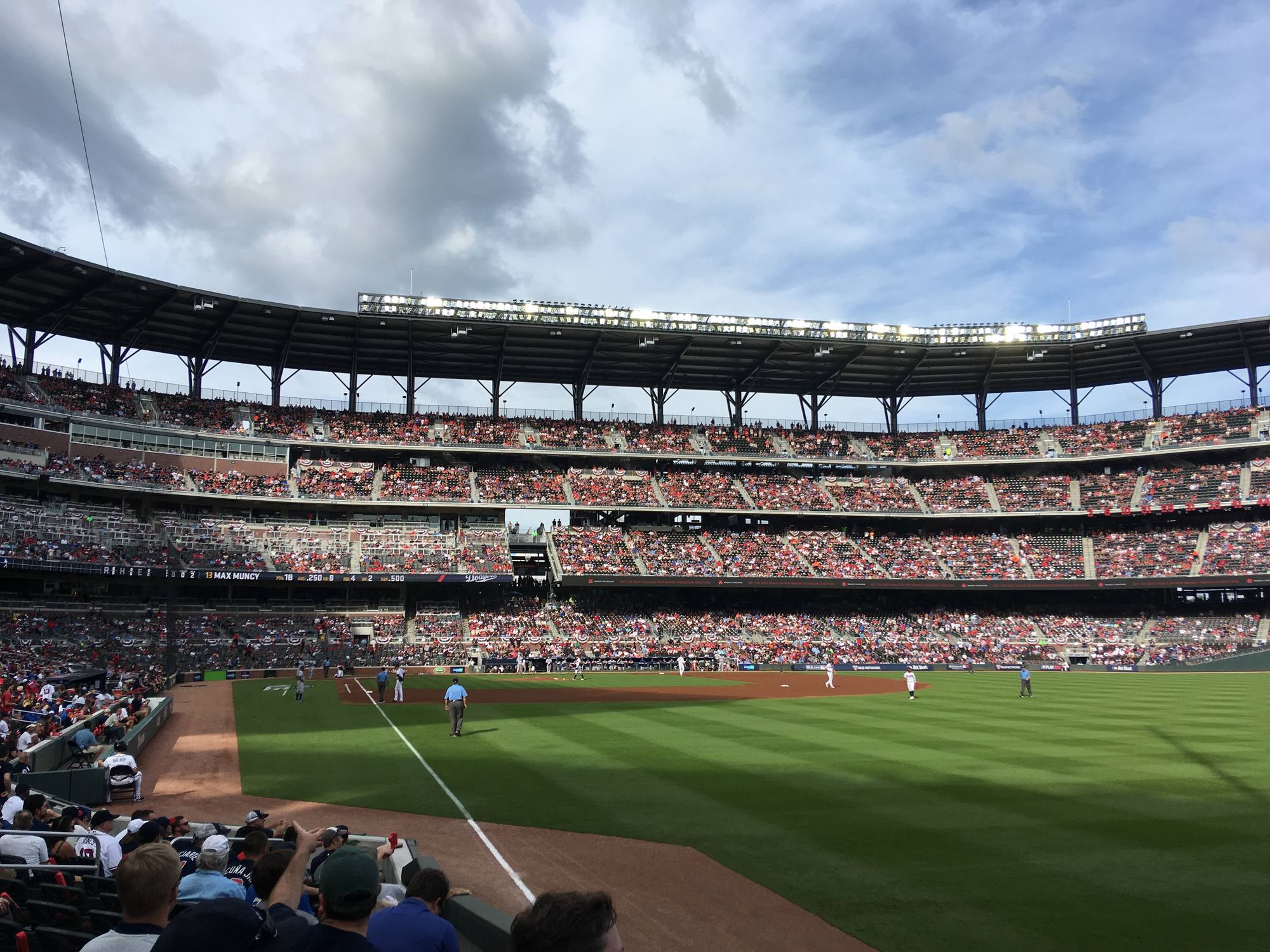 A packed house under the canopy at Truist Park during an October postseason game