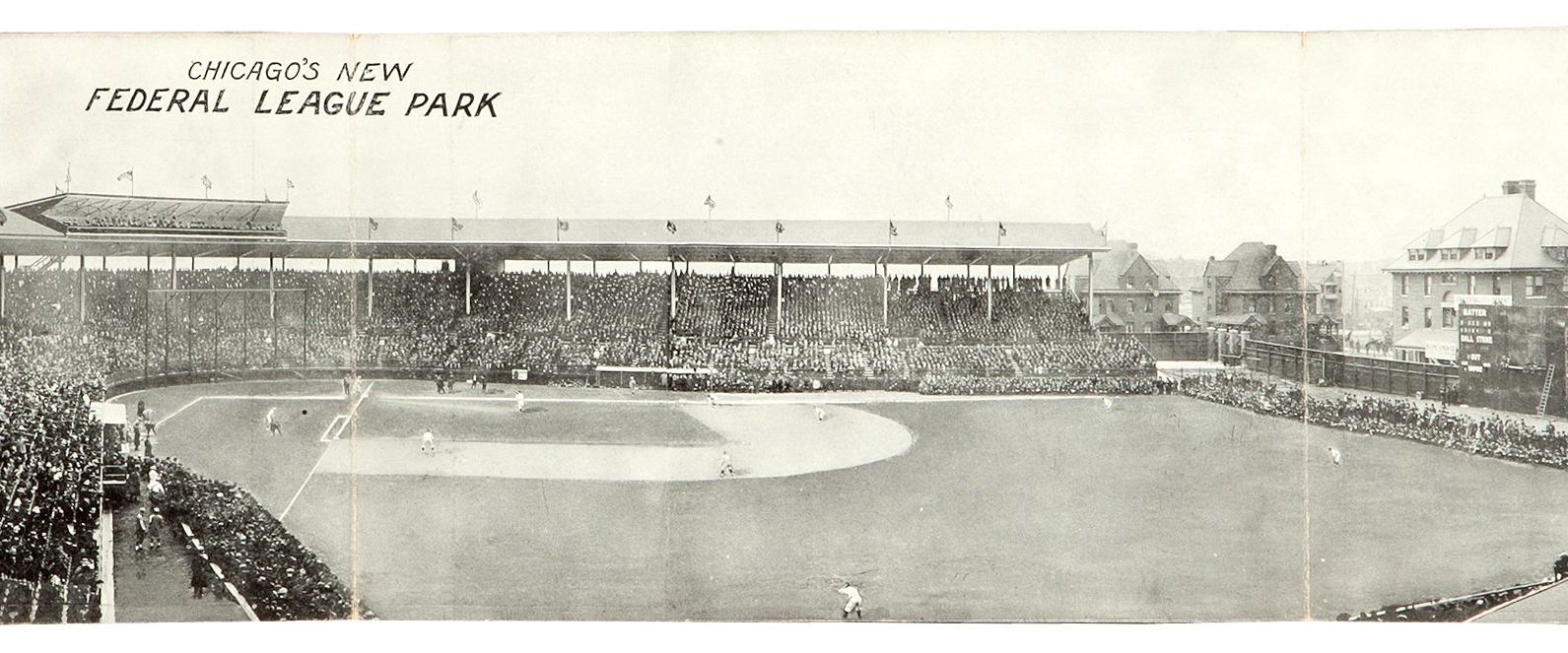 Panoramic postcard of Weeghman Park in April 1914, before it became Wrigley Field